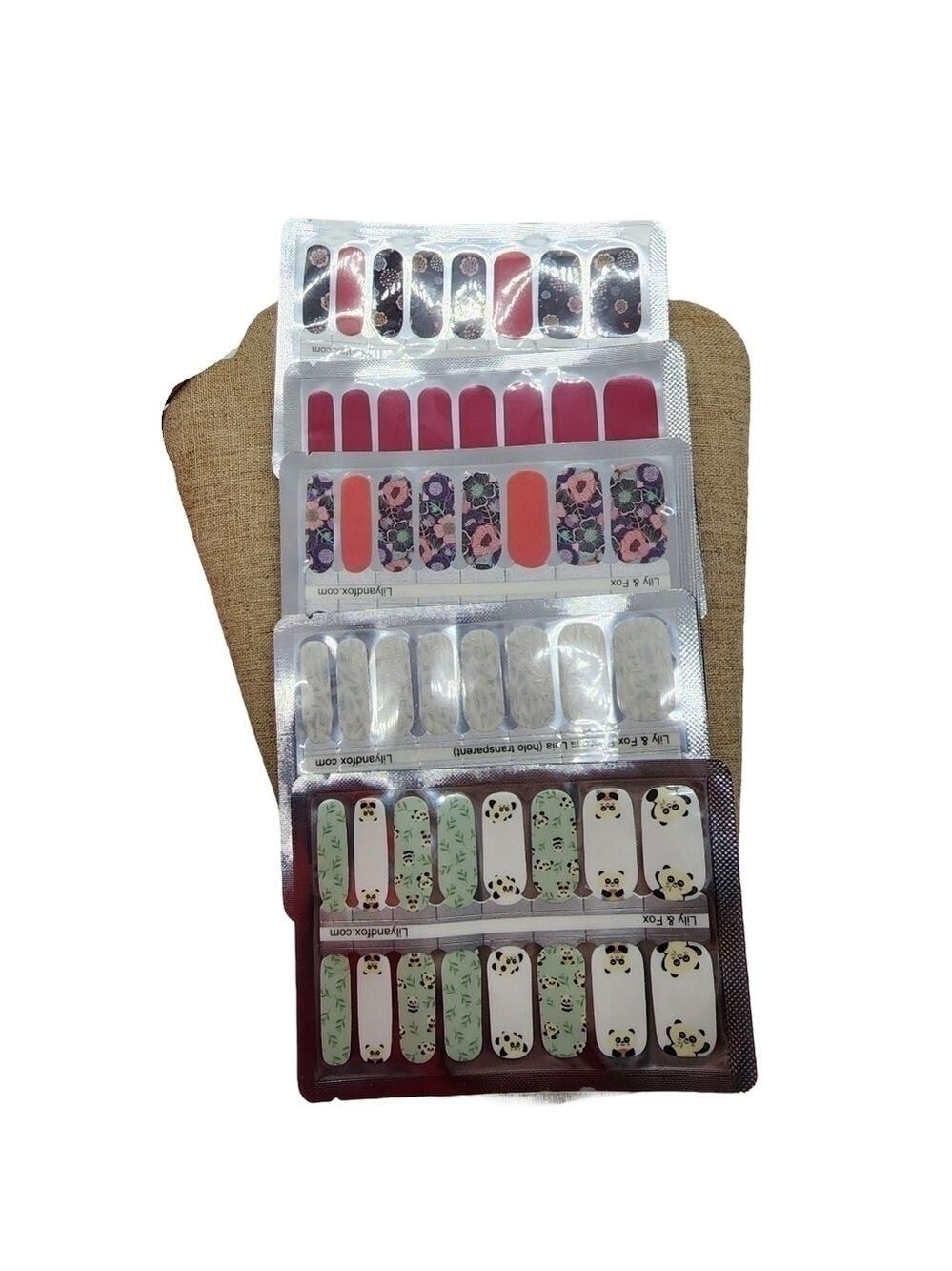 New Nail art Nail Wraps Panda floral abstract set of 5